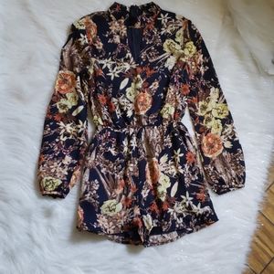 Lucca Couture Longsleeve Romper Navy Floral. XS